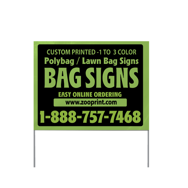 Green Reverse Printed Lawn Bag Signs
