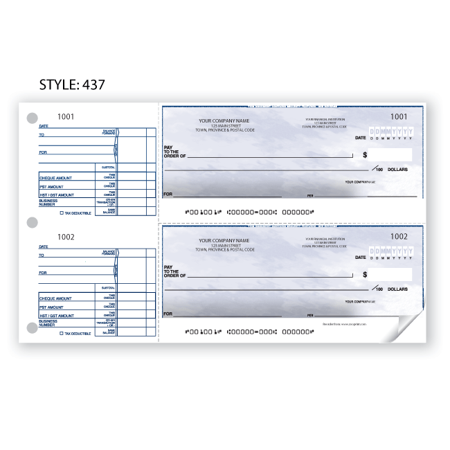 437 Standard 2-to-a-page Manual Cheques Zoo Print